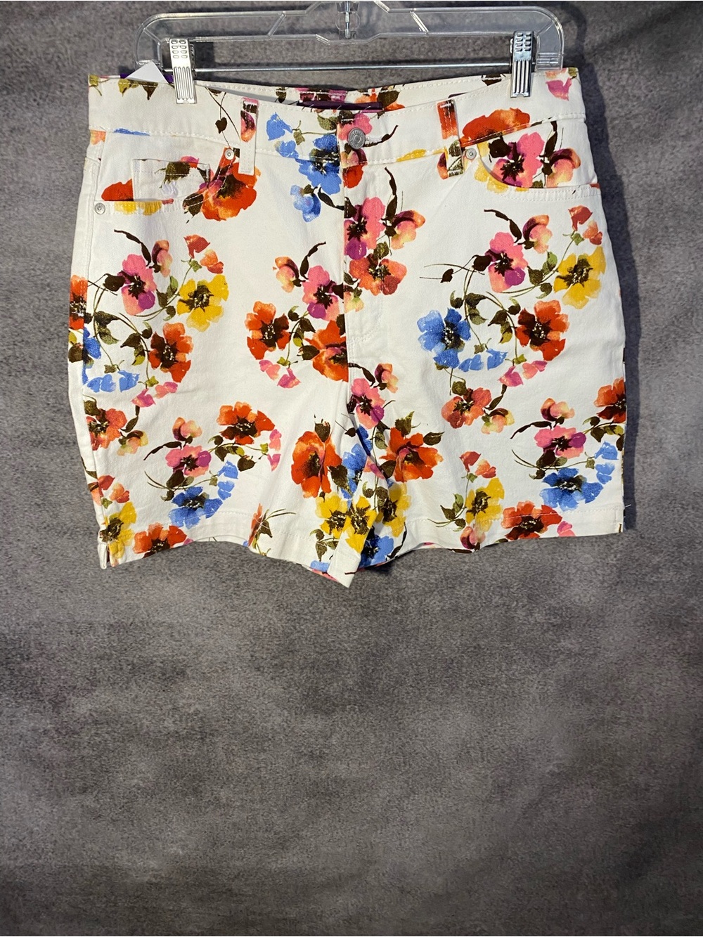 NWT Gloria Vanderbilt Amanda High Rise Floral Shorts Women Size 14